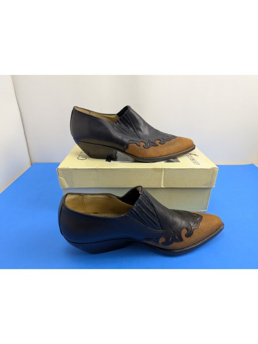 Vintage 80s Guess Georges Marciano Western Boots Brown Size 8 Ankle Boot Leather